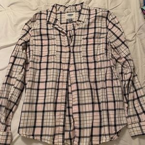 Old Navy Pink, White, and Black Flannel Size L